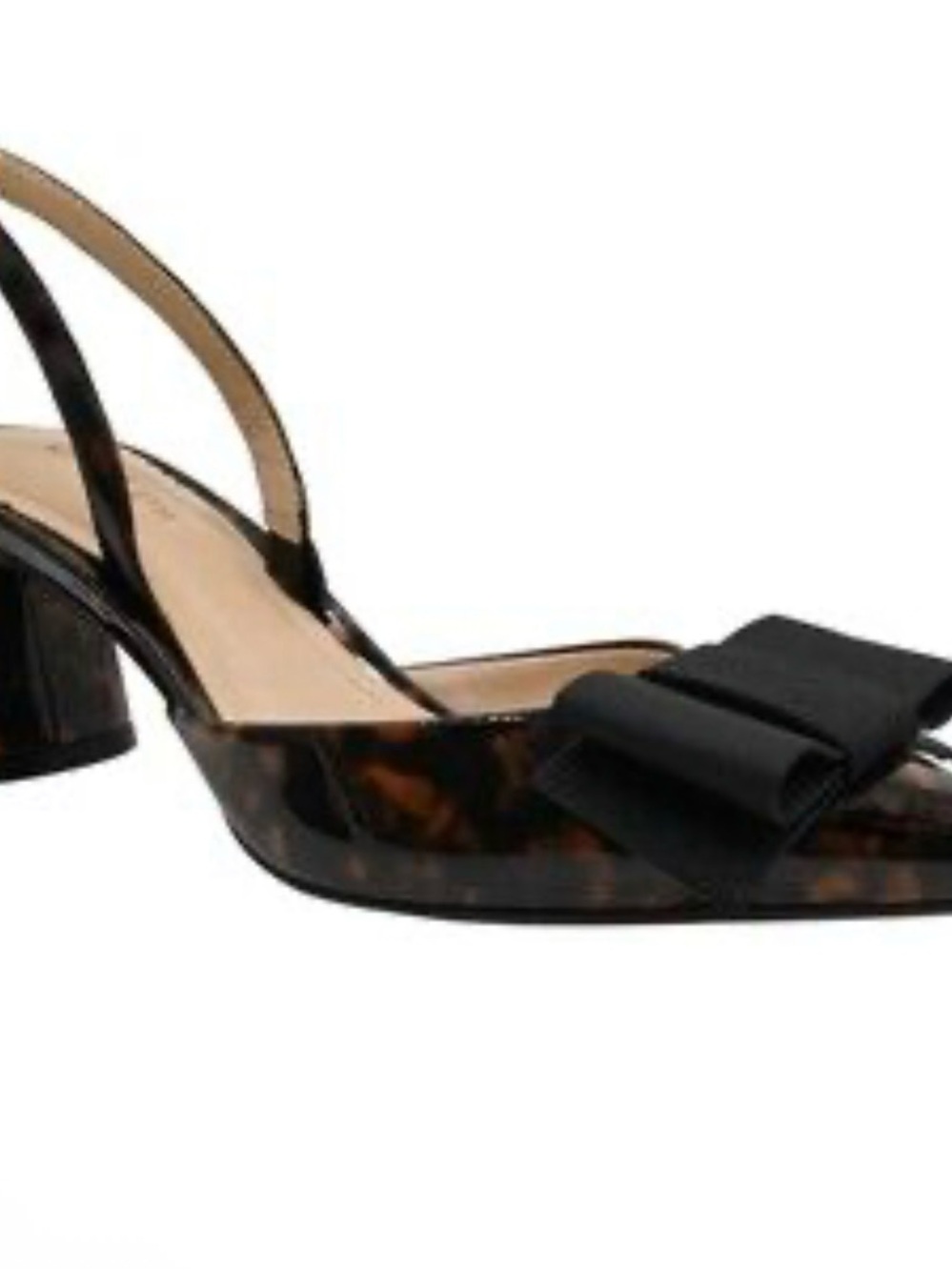 On 34th Tortoise Slingback pumps with black bow NIB
